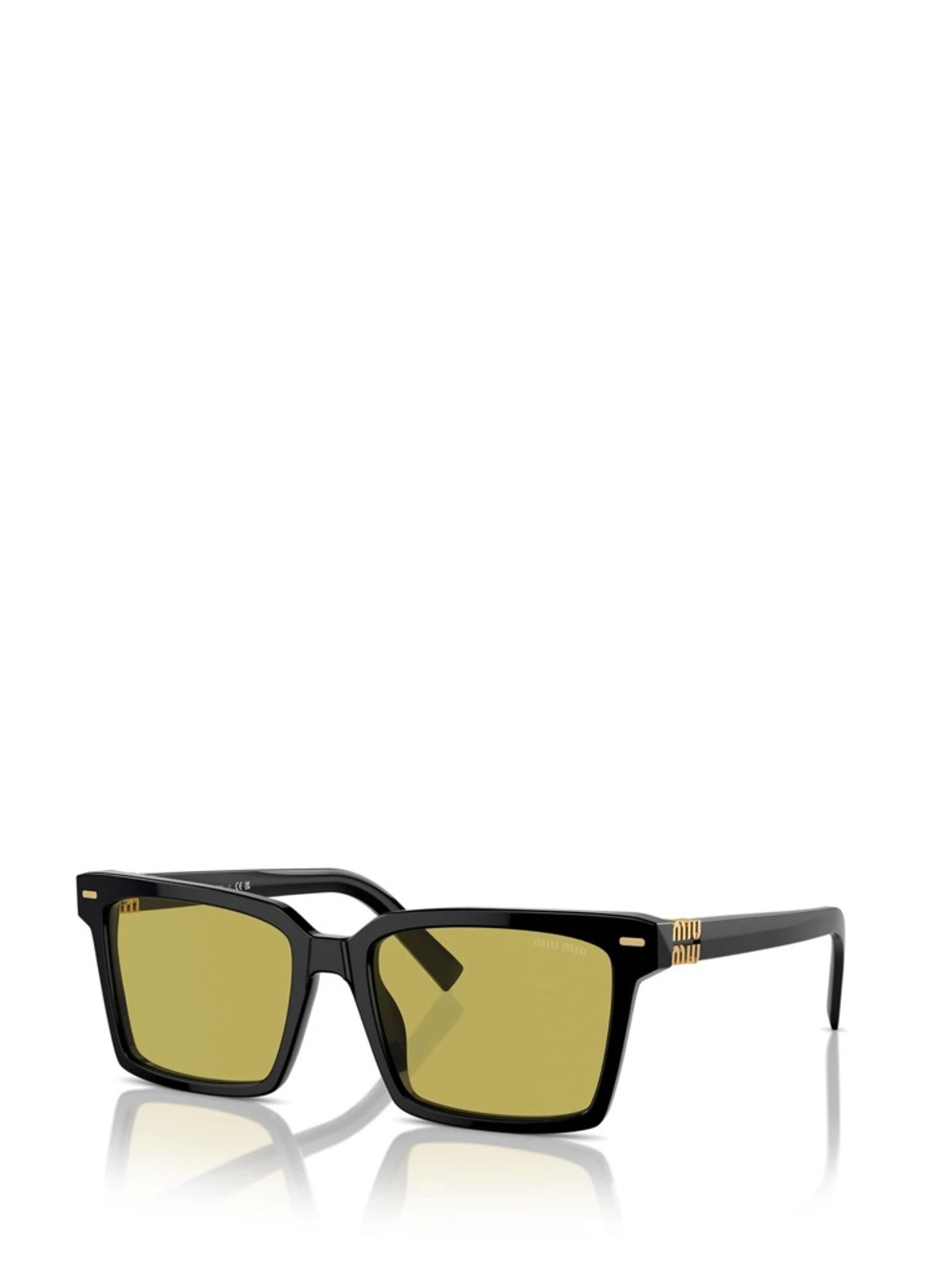 Miu Miu 55mm Black Frame Sunglasses with Yellow/Green Lenses